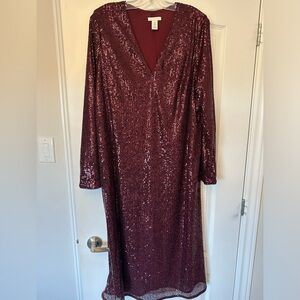 H&M Wine colour sequin dress